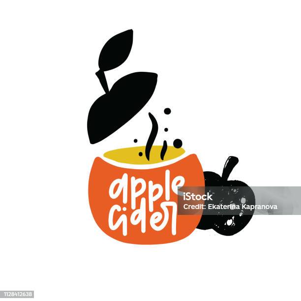 Apple Cider Hand Written Lettering Illustration Of Glass And Apple With The  Name Of Drink Inside Vector Stock Illustration - Download Image Now - iStock