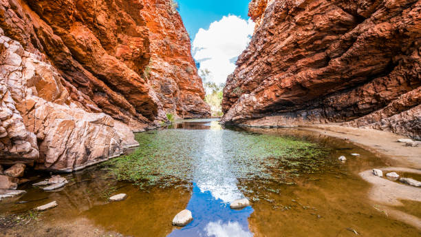 malowniczy widok na lukę simpsonów w parku narodowym west macdonnell w centrum nt outback australia - simpsons gap zdjęcia i obrazy z banku zdjęć