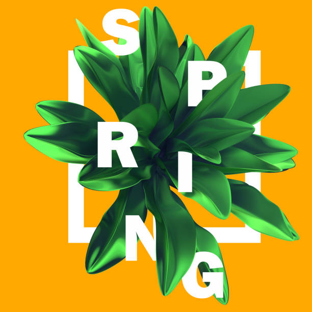 istock Hello spring abstract floral design banner, green leaves bouquet 1128419223