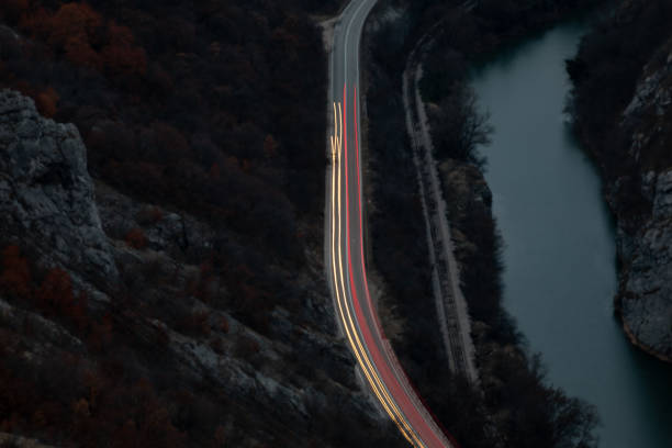 istock Road, railroad and river in the gorge 1128420783
