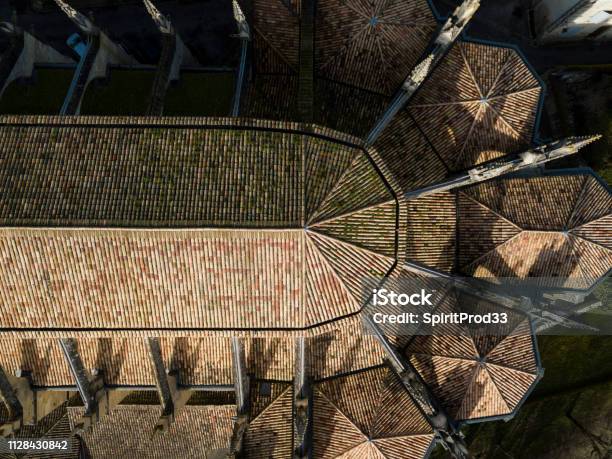 Aerial View Cathedral Of Bazas Film By Drone Gironde Aquitaine France Europe Stock Photo - Download Image Now