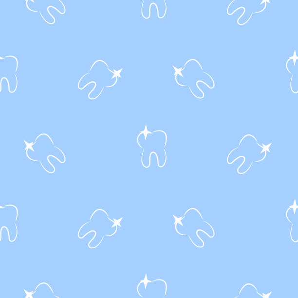 стоматологическая бесшовная векторная модель с зубами и бликами. - sweet tooth in a row stock illustrations