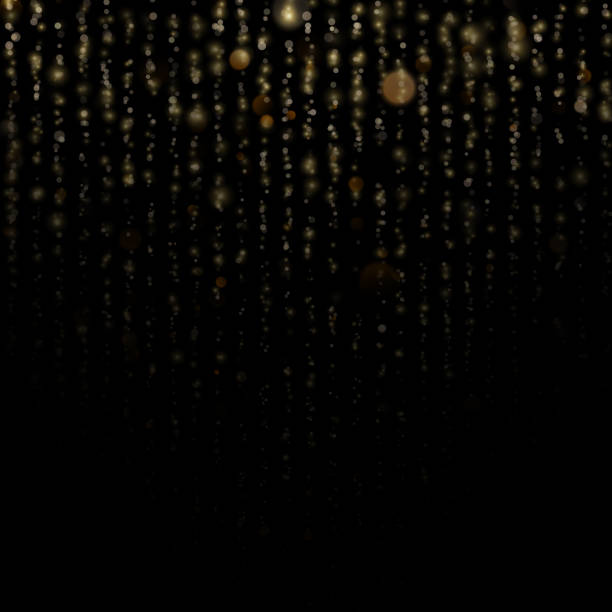 istock Fashion strass drops with shiny sequins. Christmas and New Year effect. Sparkling of shimmering light blurs. Glitter threads of curtain backdrop on black. Gold particles lines rain. EPS 10 1128434778