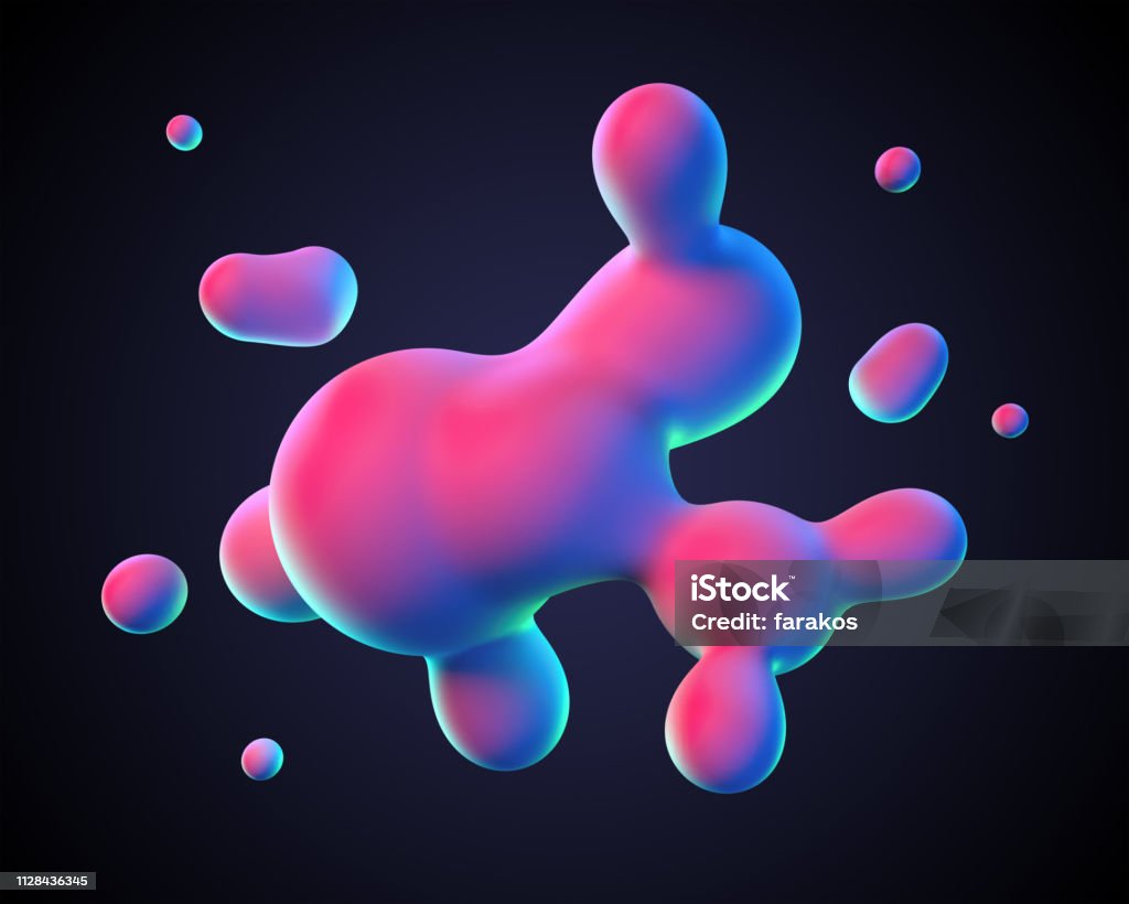 Forme splash colorate isolate su sfondo scuro - Foto stock royalty-free di Tridimensionale