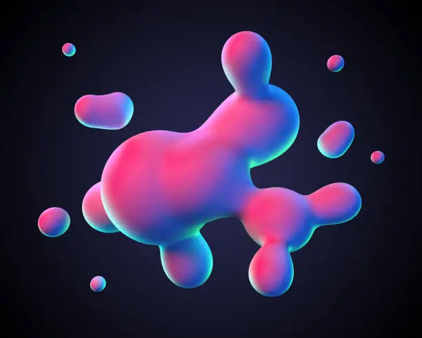Photo of Colorful splash shapes isolated on dark background