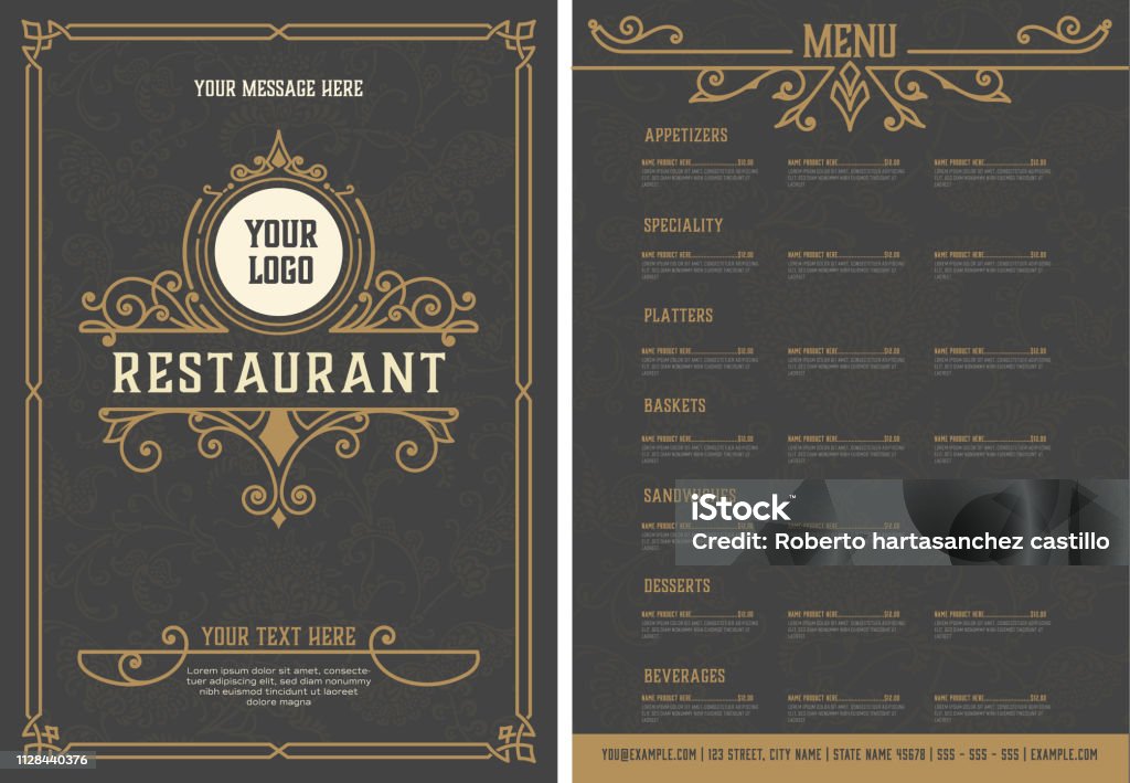 Menu Area Sample Image Menu Layout With Ornamental Elements Stock Illustration - Download ...