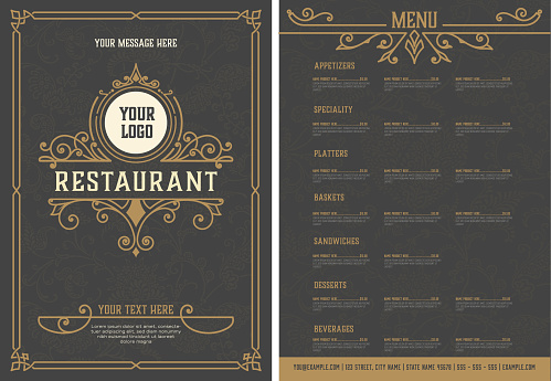 Menu Area Sample Image Menu Layout With Ornamental Elements Stock Illustration - Download ...