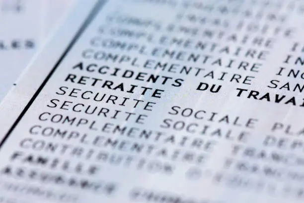 Photo of French payroll with social security contributions
