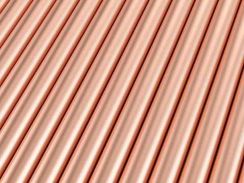 Background formed by copper pipes. 3d illustration.