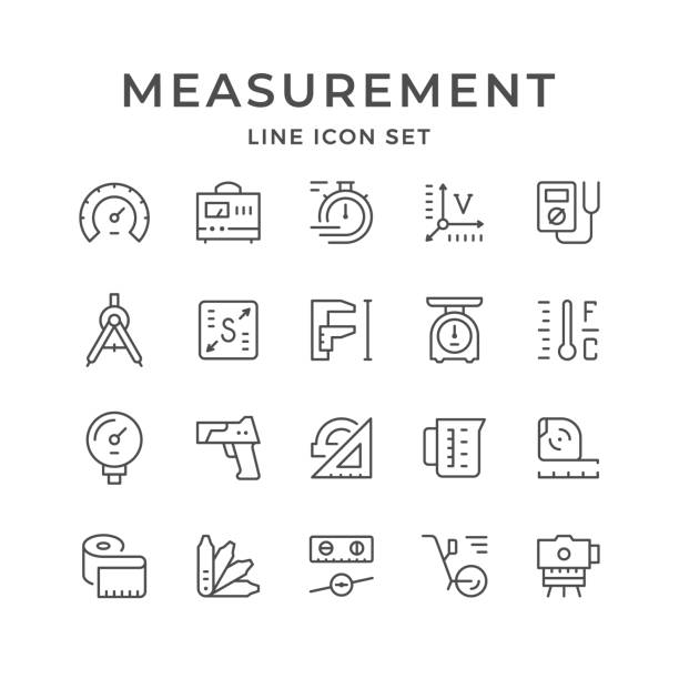 Set line icons of measurement Set line icons of measurement isolated on white. Vector illustration high energy physics stock illustrations