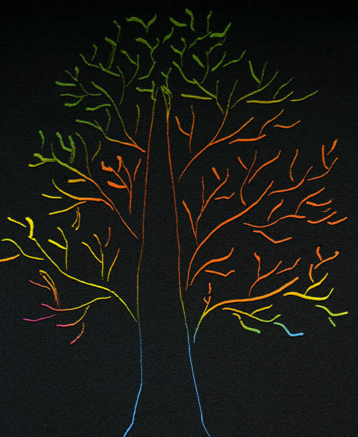 istock painted tree neon coloring. Fabulous illustration. 1128444546