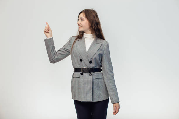 istock A beautiful girl on a white background is isolated 1128445557