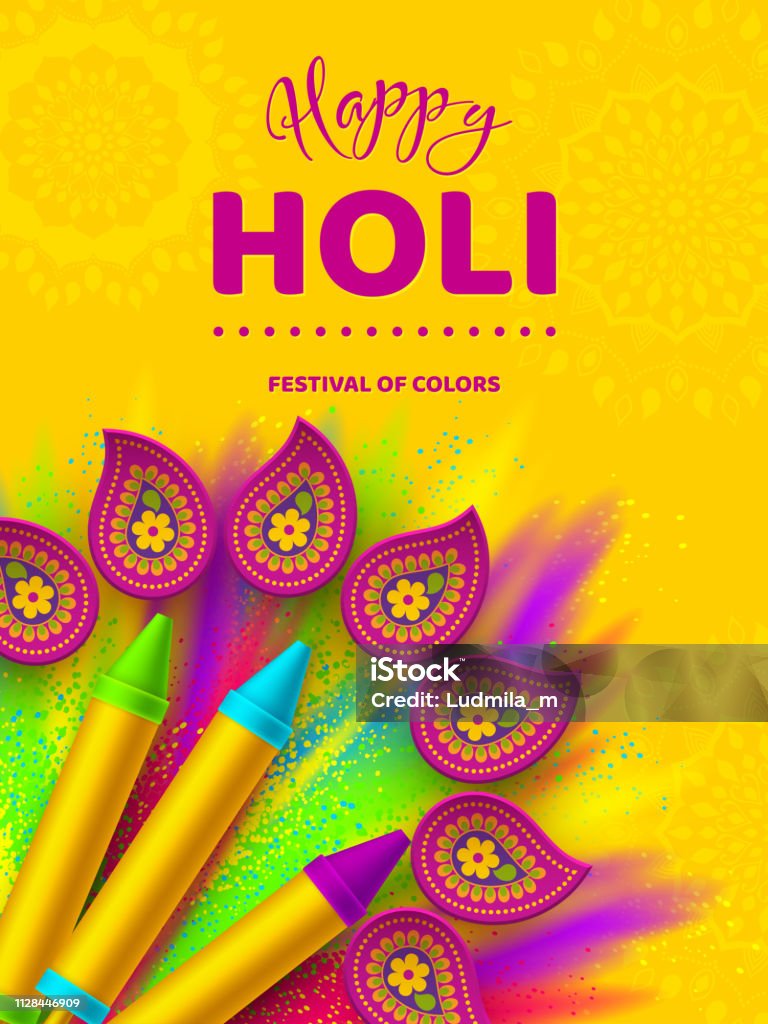 Happy Holi Colorful Design For Festival Of Colors Stock ...