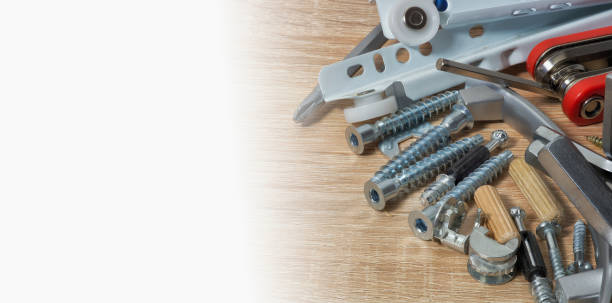 istock Guide for a sliding furniture drawer, fastened with screws 1128447981