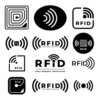 Vector set icon symbol concept RFID. radio frequency identification. eps 10 illustrations