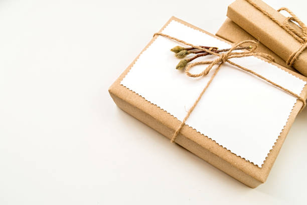 istock Easter gifts in craft paper and pussy-willow branches on white background 1128454768