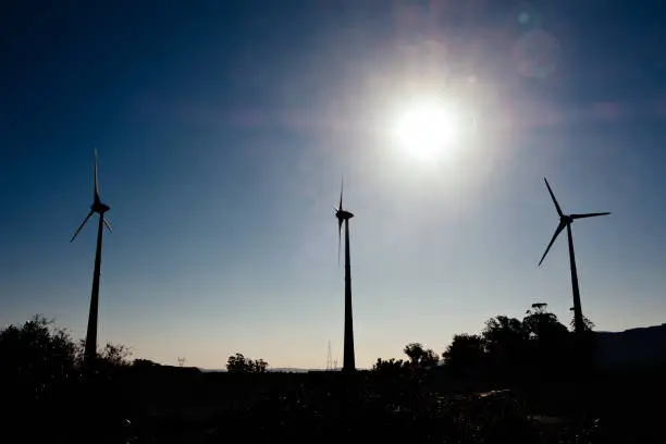 Photo of Eco power - wind turbines solhouette