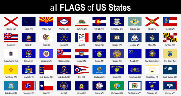 illustrations, cliparts, dessins animés et icônes de tous les 50 us états drapeaux - par ordre alphabétique - icon set - vector illustration - maryland flag banner us state flag