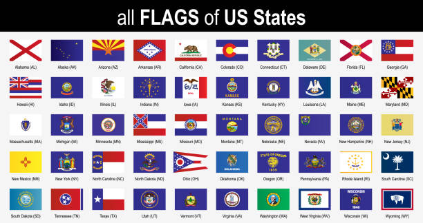 All 50 US State Flags - Alphabetically - Icon Set - Vector Illustration All 50 US State Flags - Alphabetically - Icon Set - Vector Illustration delaware us state stock illustrations