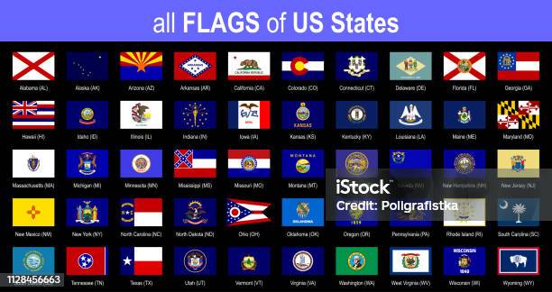 All 50 Us State Flags Alphabetically Icon Set Vector Illustration Stock Illustration - Download Image Now