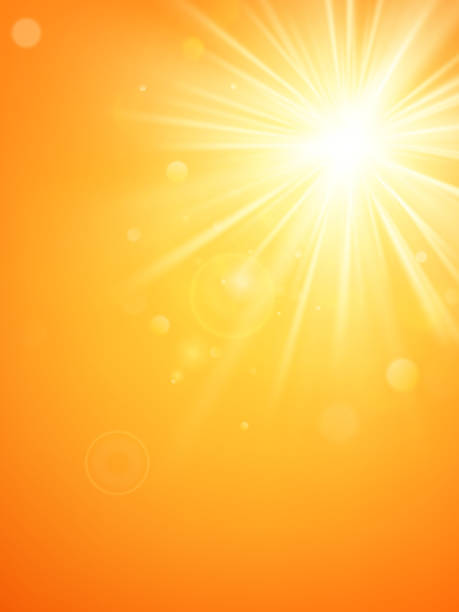 ilustraciones, imágenes clip art, dibujos animados e iconos de stock de sol del caluroso verano plantilla de radios explosión con destello de lente. eps 10 - sunny day