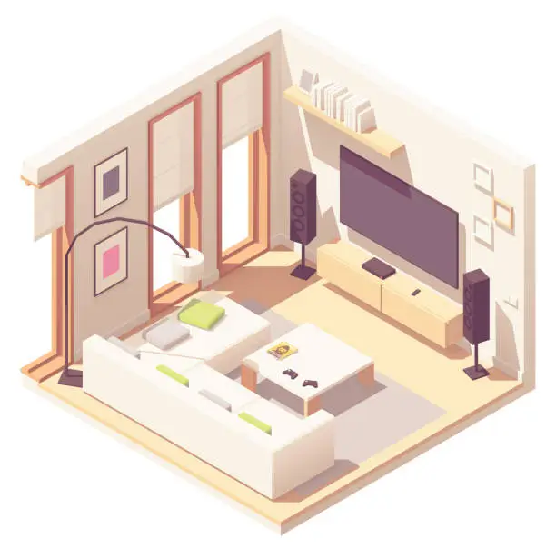 Vector illustration of Vector isometric living room