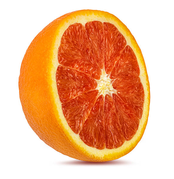 istock Red orange slices isolated on white background with clipping path 1128464244