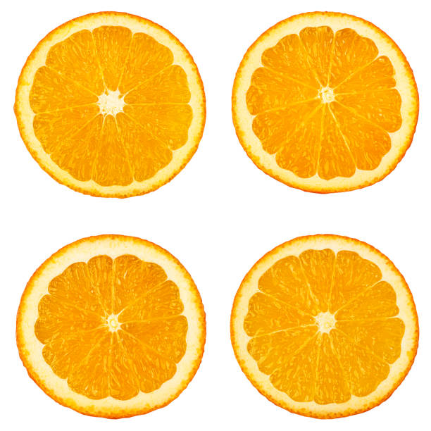istock Orange slices isolated on white background with clipping path 1128464430