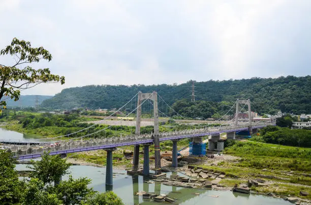 Photo of Taoyuan, Taiwan - AUG 01, 2018:Morning view of Daxi Bridge.