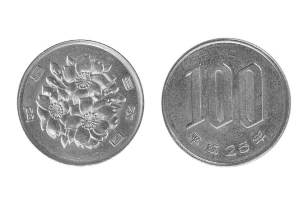 istock Coin 100 yen. Japan isolated on white background - clipping paths 1128466481