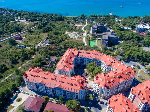istock residential complex in Gelendzhik on the beach top view 1128466823