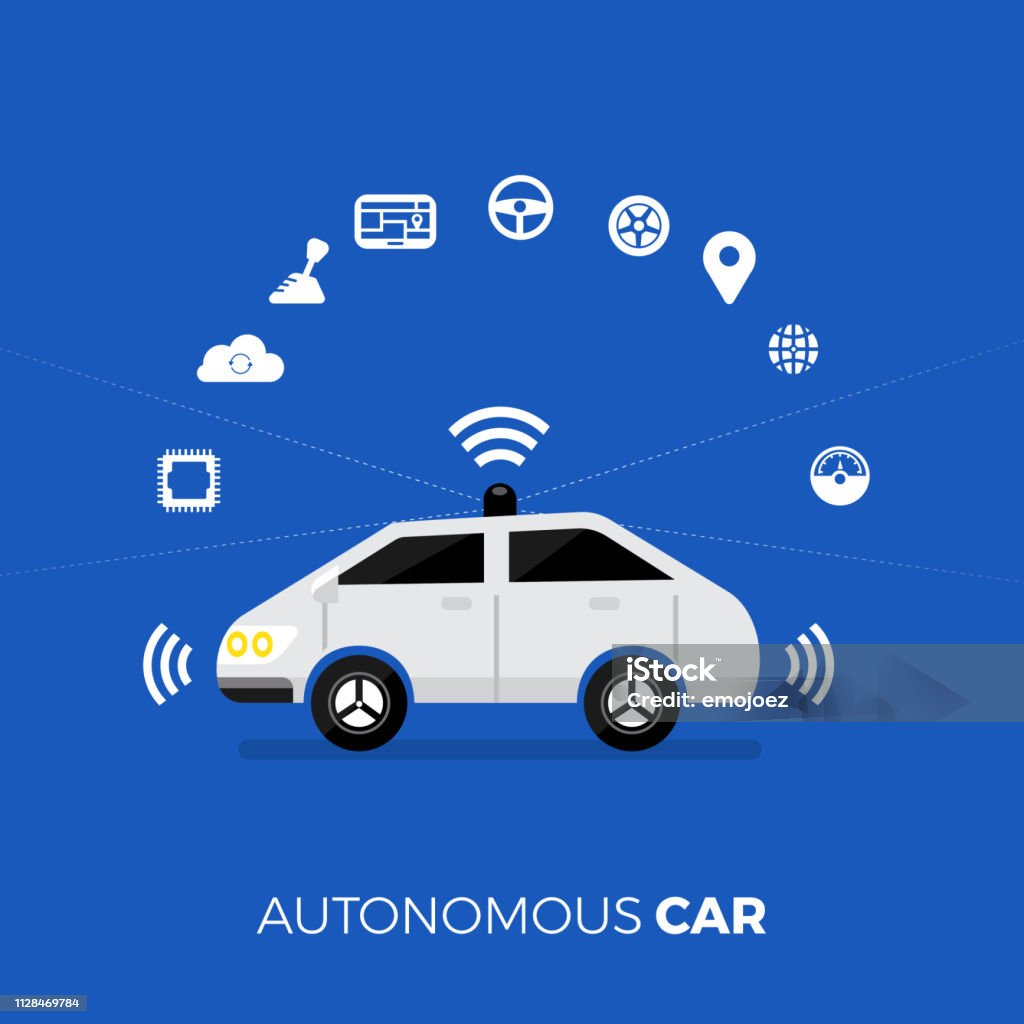 Autonom Driving Autonomous Car Self Driving Technology Stock Illustration - Download ...