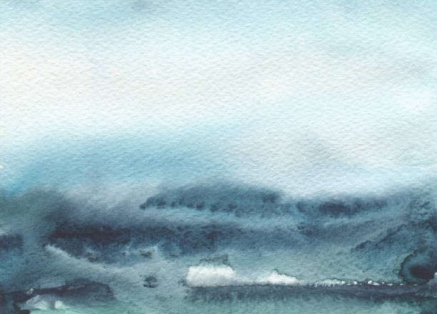 istock Abstract watercolor and ink landscape blot painted background. Texture paper. 1128469937