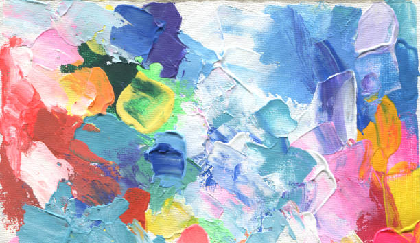 istock Abstract acrylic and watercolor painting. Canvas texture background. 1128470132