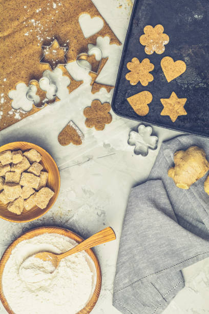 istock Culinary Spring or Christmas food background. Ingredients for ginger cookies 1128471150