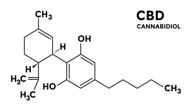 illustrations, cliparts, dessins animés et icônes de formule de cannabidiol - cbd - sceletal structurelle. - structural formula