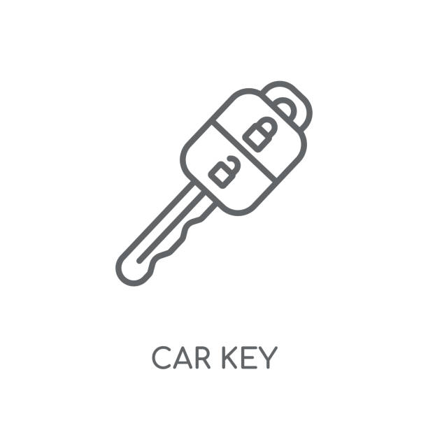 ilustrações de stock, clip art, desenhos animados e ícones de car key linear icon. modern outline car key logo concept on white background from smarthome collection - chave de carro