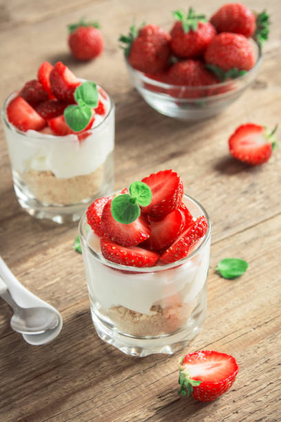 istock Strawberry dessert with cream cheese 1128481890
