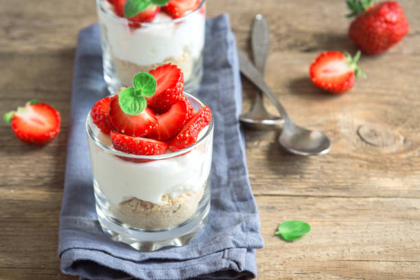 istock Strawberry dessert with cream cheese 1128481891