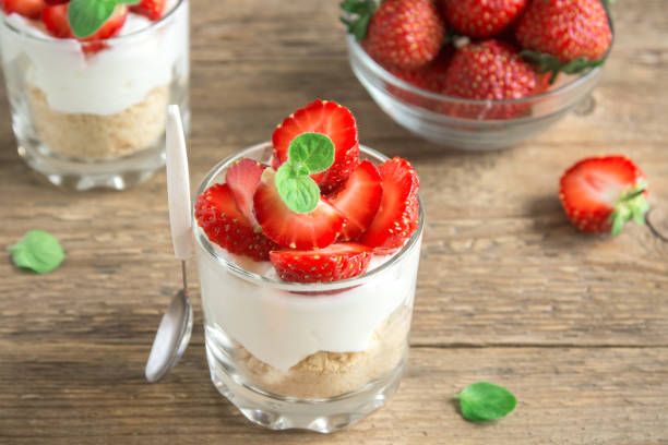 istock Strawberry dessert with cream cheese 1128481892