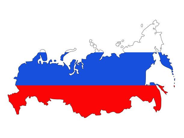 Russia flag and map vector illustration of Russia flag and map russia map stock illustrations