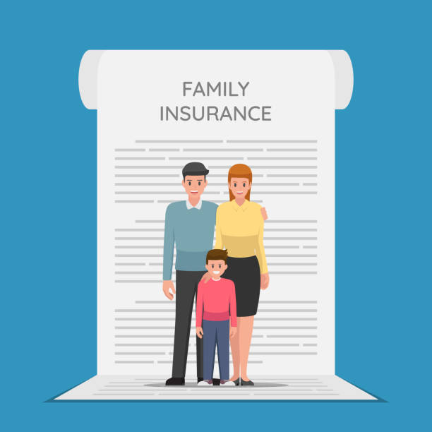 가족 보험 정책 문서에 서 있다 - insurance agent service child family stock illustrations