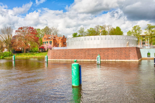 Groningen, The Netherlands - April 2018. Groninger museum, designed by different architects like Mendini and Starck, a famous landmark and known for its modern and abstract art. The Groninger Museum is an art museum in the city of Groningen in the Netherlands. The museum exhibits modern and contemporary art of local, national, and international artists. The museum opened in 1874.