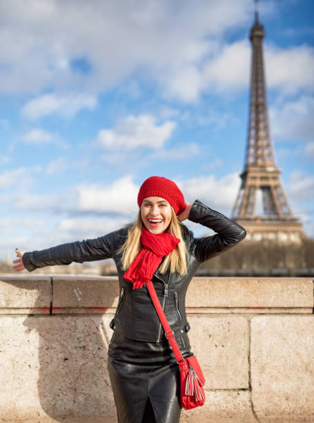 istock happy tourist in Paris 1128491812