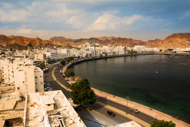 istock Mutrah waterfront street in Muscat at sunset and Corniche 1128491934
