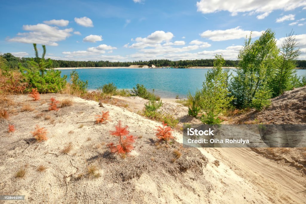 zandduinen, turquoise meer op zonnige zomerdag - Royalty-free Drenthe Stockfoto