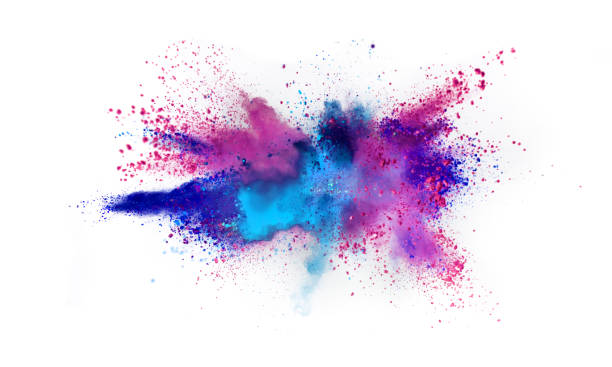 Multi colored powder explosion isolated on white Multi colored powder explosion isolated on white background. Freeze motion of abstract dust texture. powder snow stock pictures, royalty-free photos & images