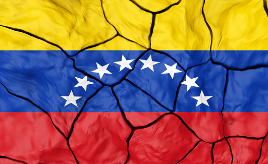 Venezuela Flag On Cracked background