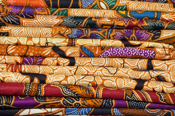 istock Stack of Printed Batik at Indonesian Textile Market in Ubud, Bali 1128498229