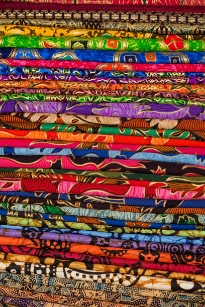 istock Large Stack of Printed Batik at Indonesian Textile-Market in Ubud, Bali 1128499507